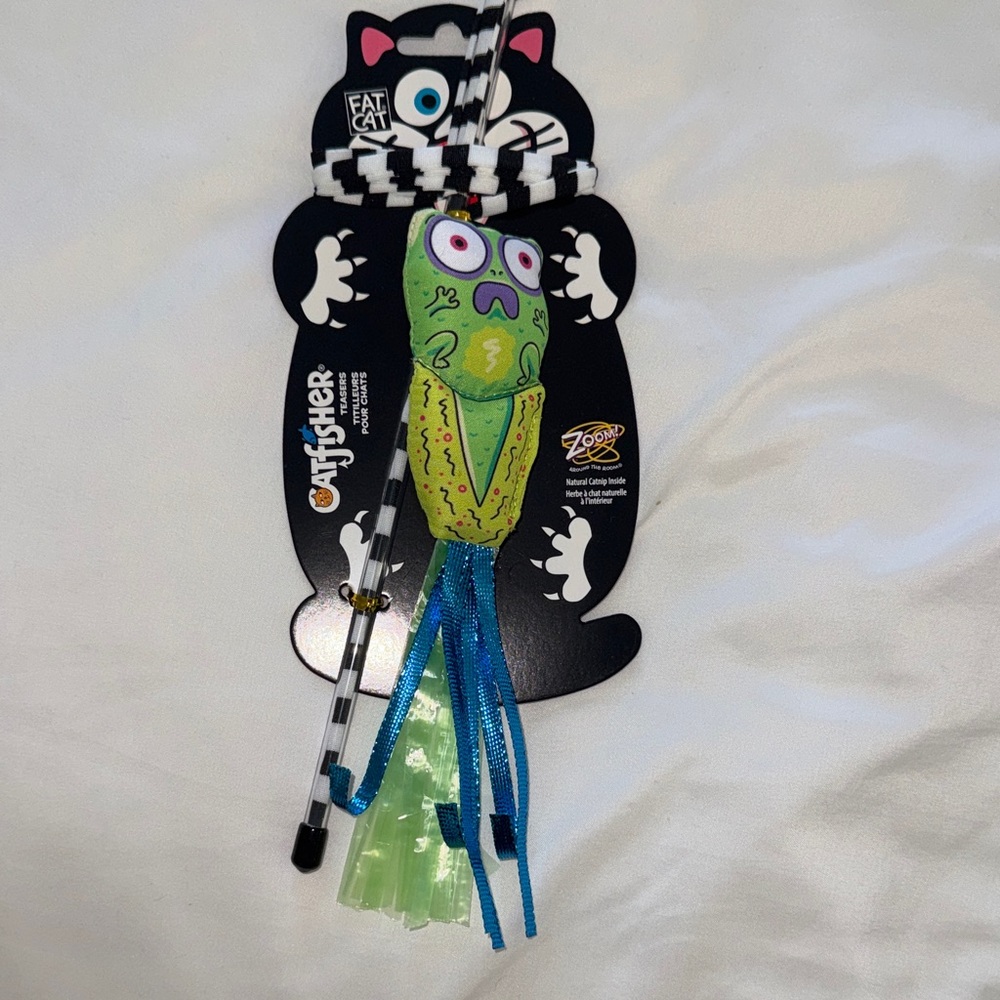Catfisher Teaser Wand Toy - Green and Blue